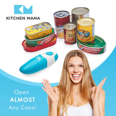 Kitchen Mama comparado con una mano para mostrar tamaño portátil