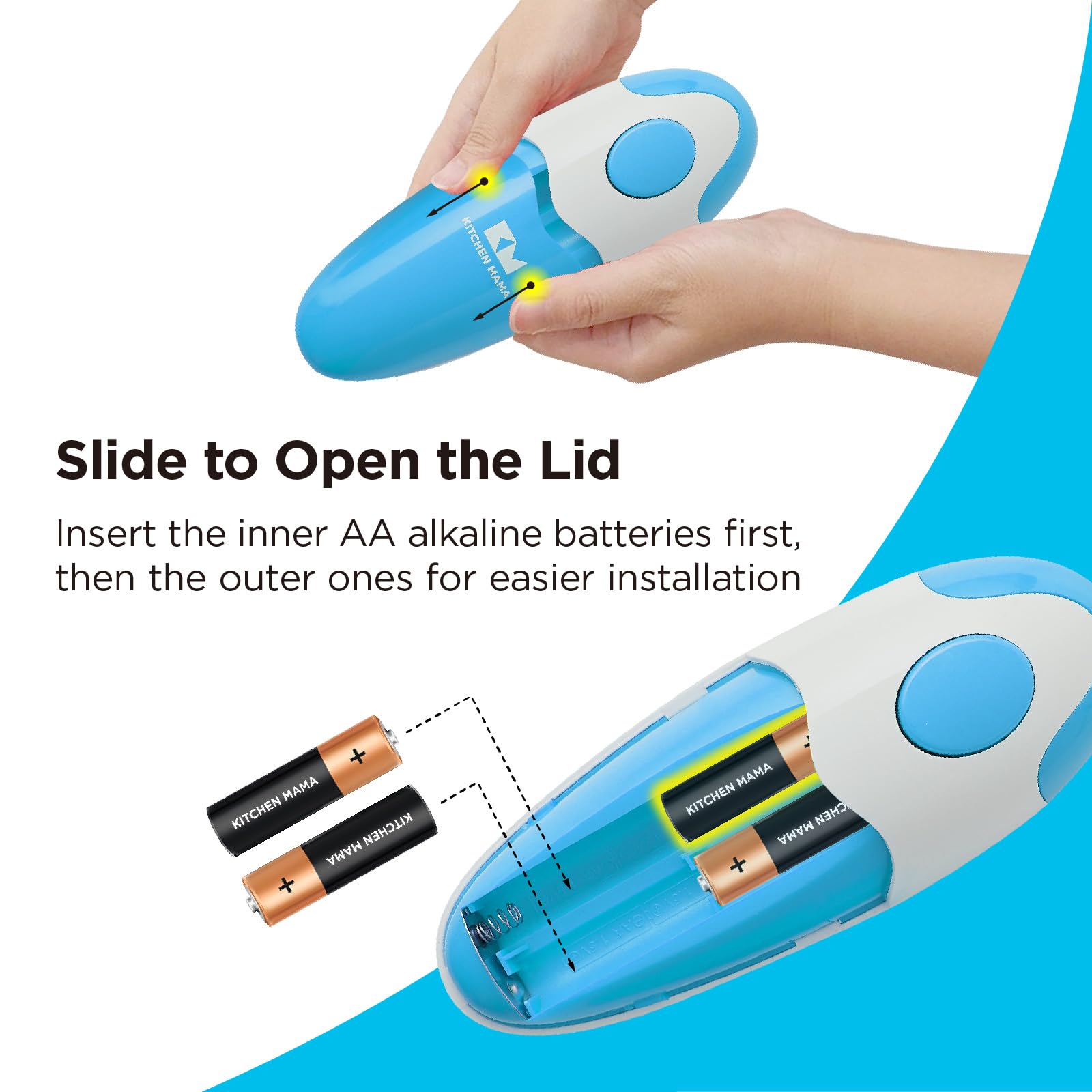 Kitchen Mama primer plano del botón ergonómico que facilita el manejo