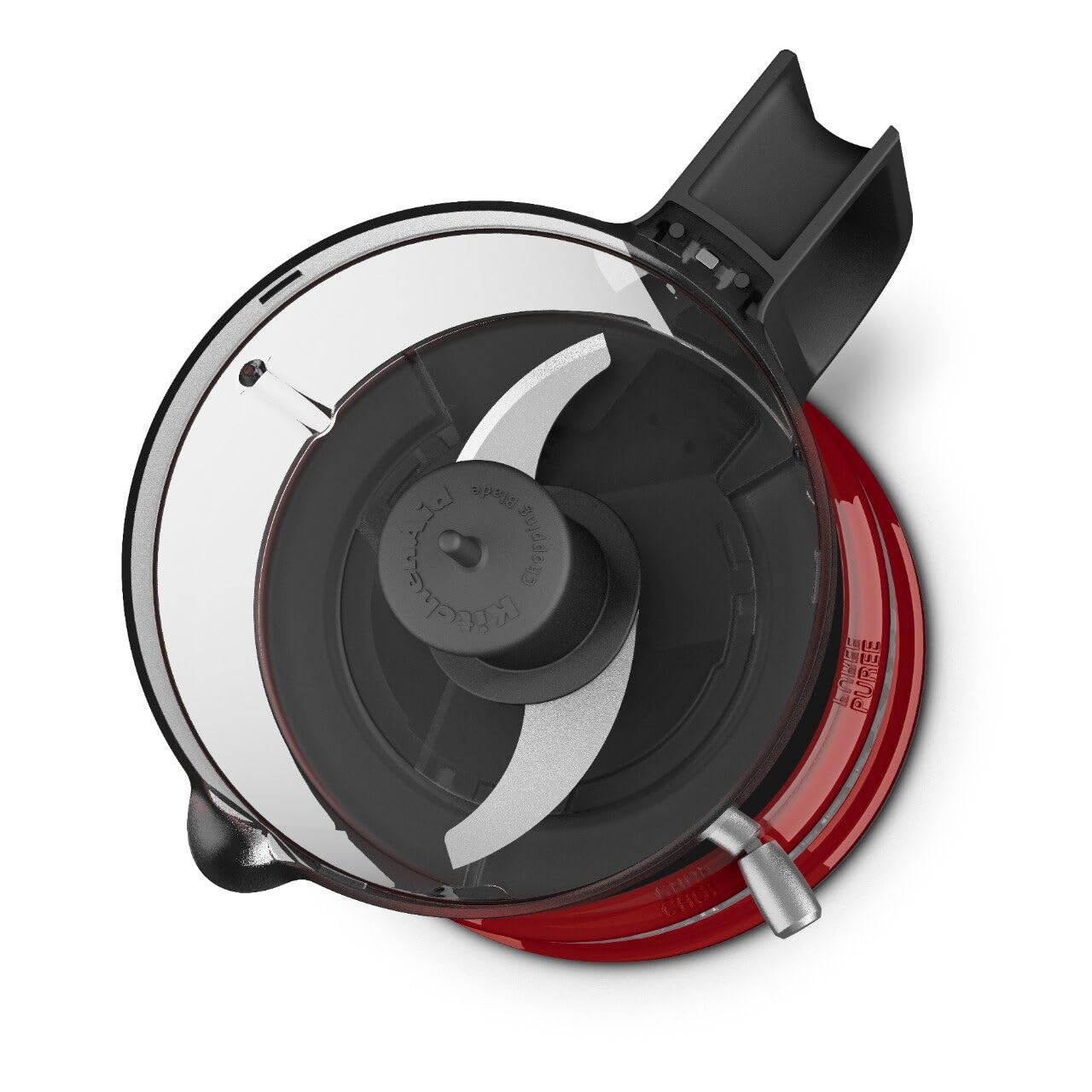 KitchenAid picadora en uso preparando salsa con garita para añadir líquidos y buena emulsión