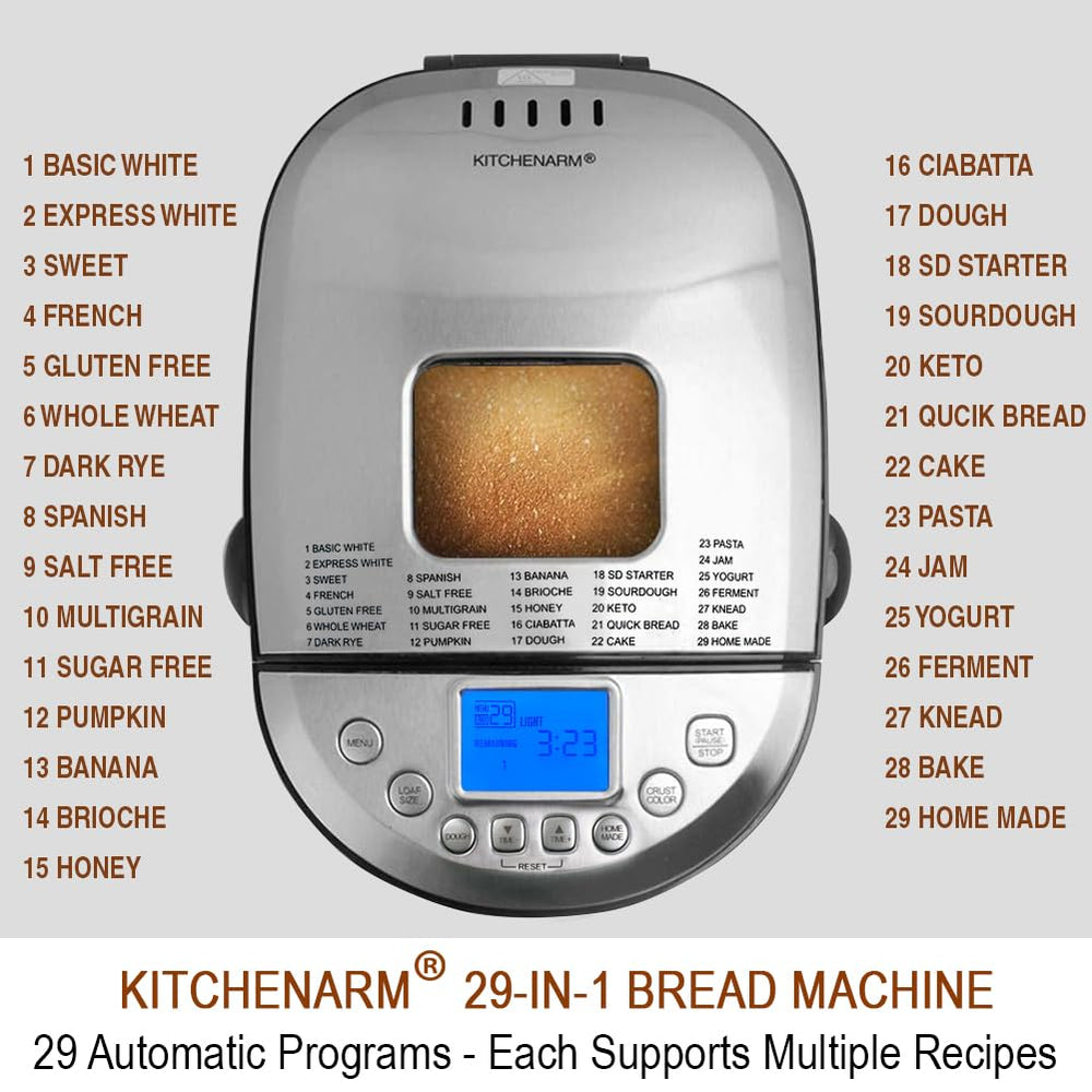 KITCHENARM pan de 2lb dorado listo, demuestra corteza uniforme y tamaño