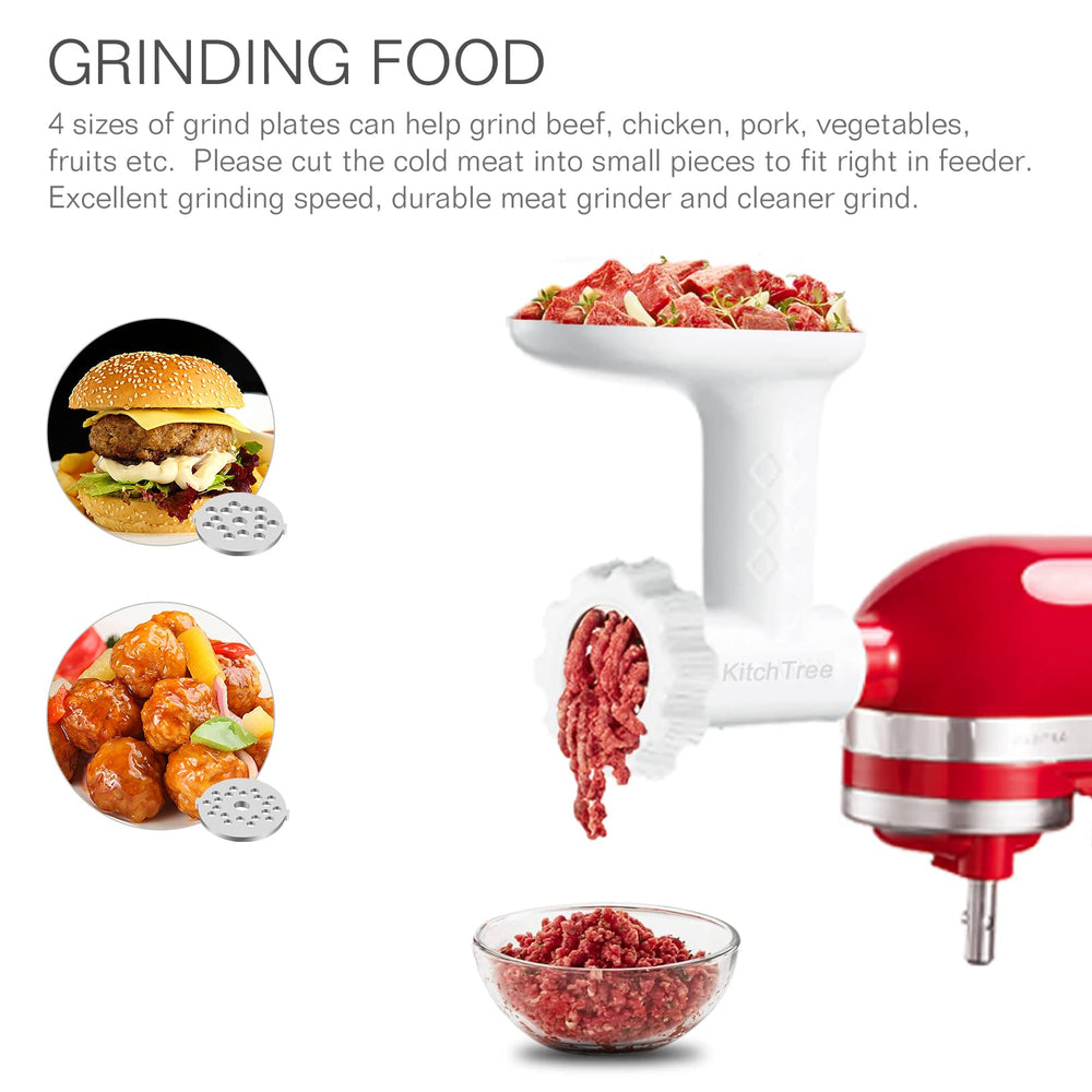 KITCHTREE grinder plates and blades displayed to show cutting size options