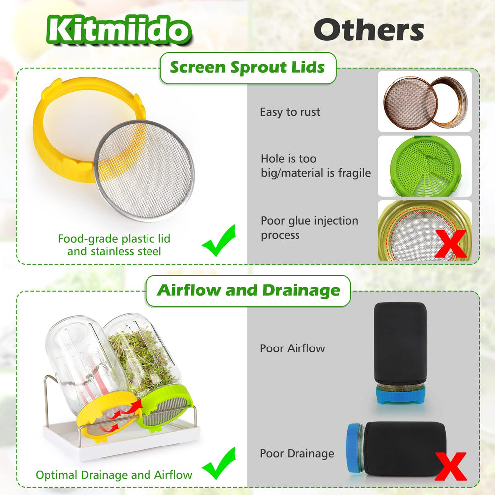 Kitmiido jar being harvested by hand to show fresh homegrown sprouts