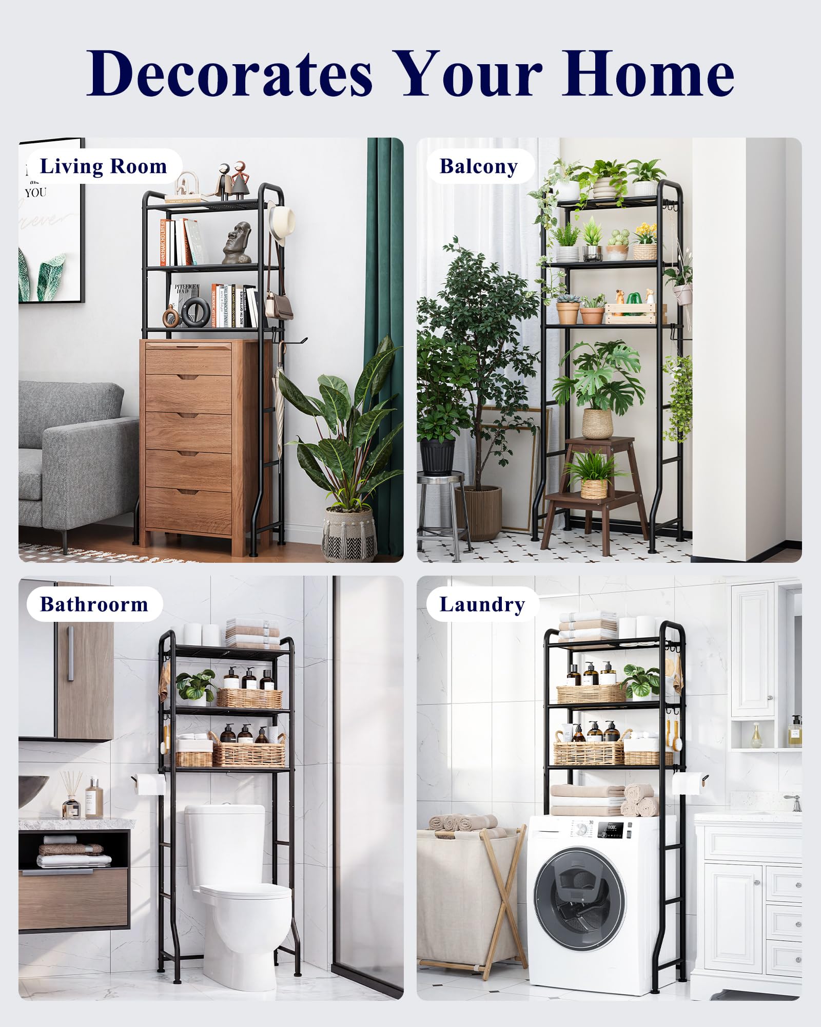 Kitsure estantería decorada con toallas y plantas que complementa el baño