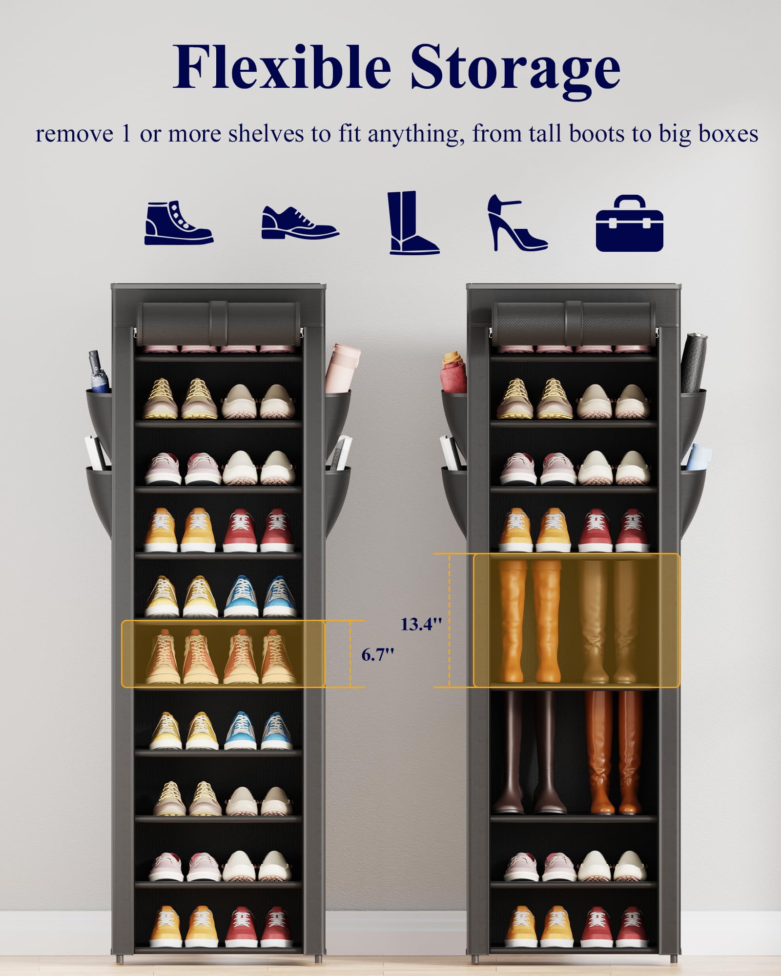 Kitsure estantes de tela reforzada sosteniendo tacones sin hundir