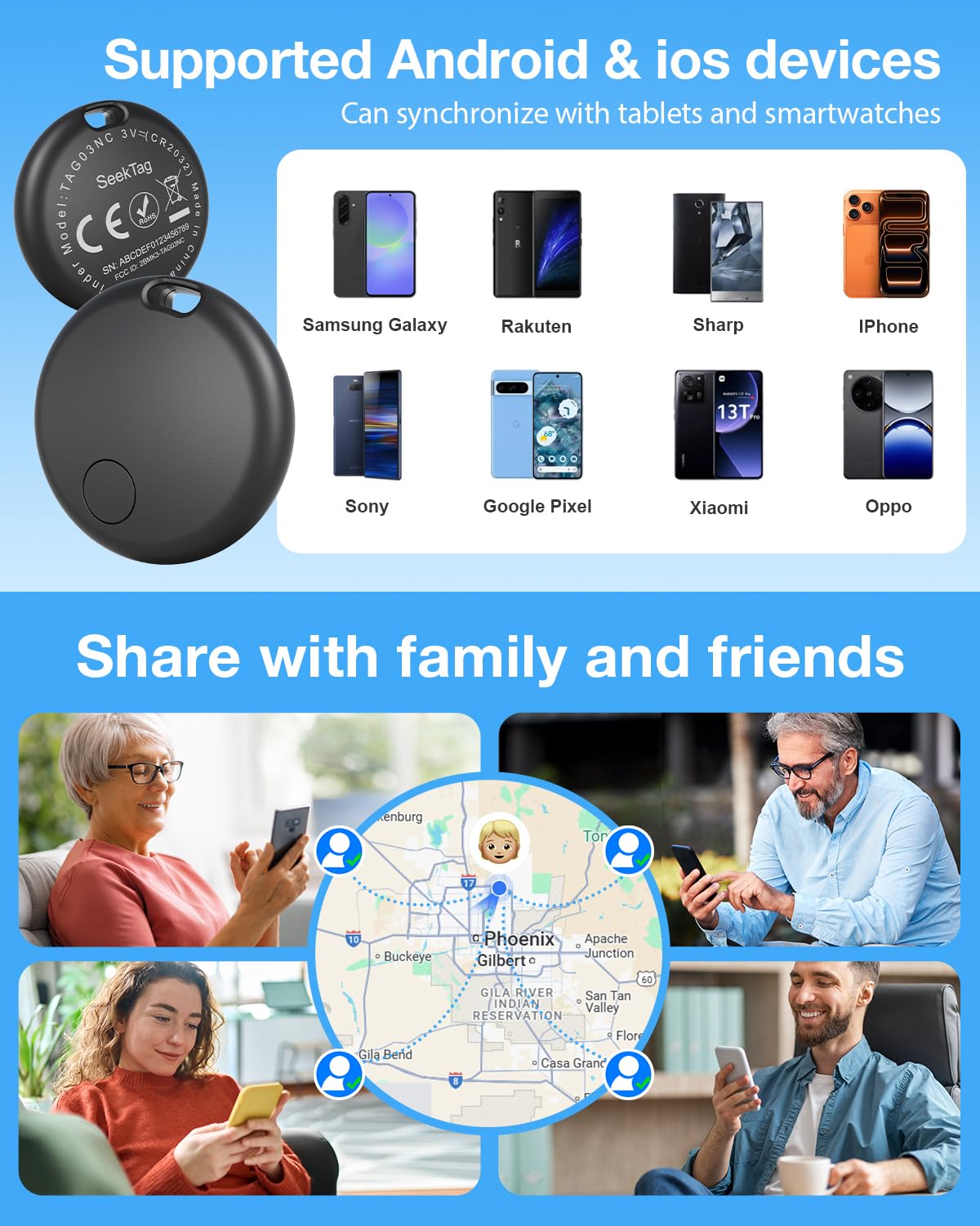 KIUP etiqueta que indica compatibilidad con Apple Find My y Google Find Hub
