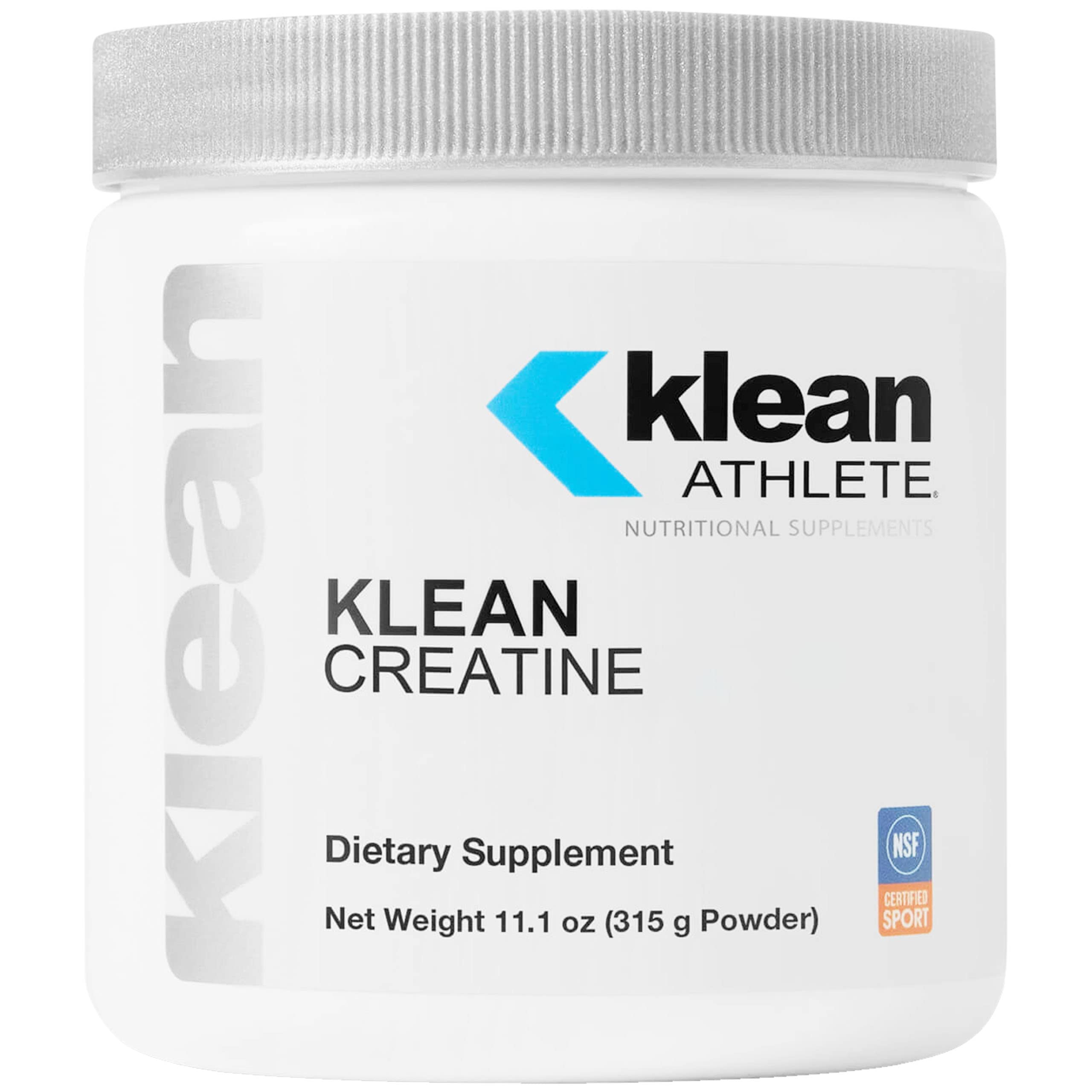 Klean Athlete envase frontal mostrando creatina sin sabor y confianza certificada