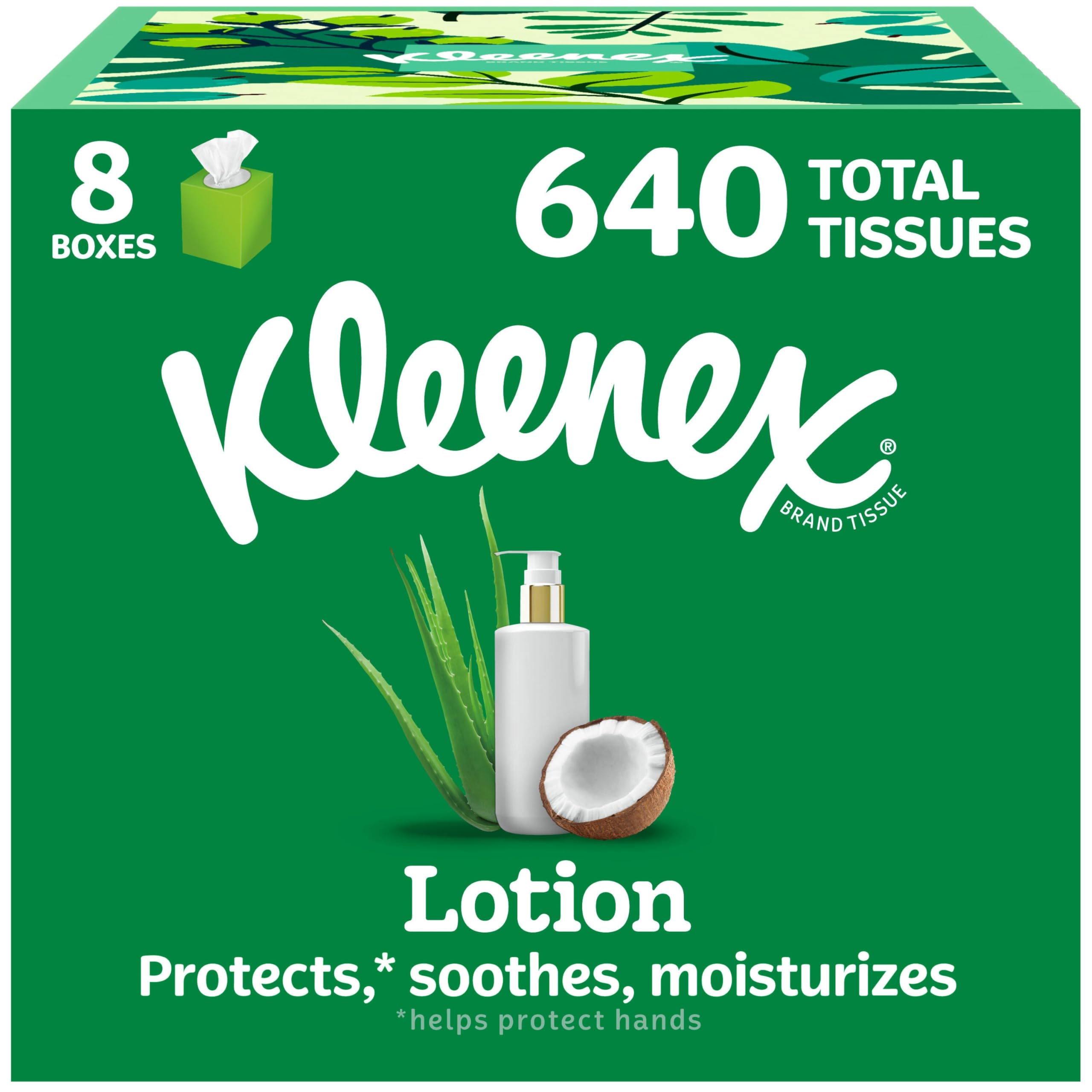 Kleenex caja frente mostrando diseño y fácil dispensado para uso rápido