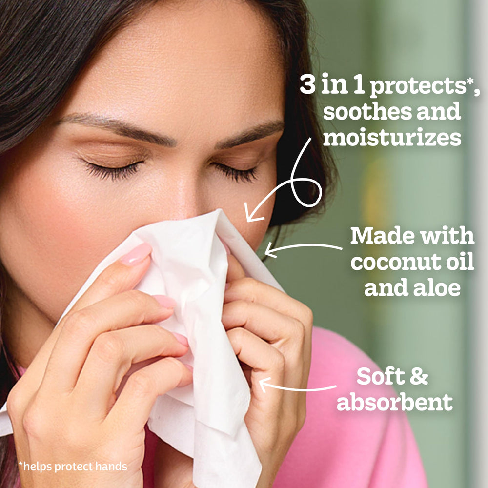 Kleenex en uso con mano demostrando confort y menor irritación