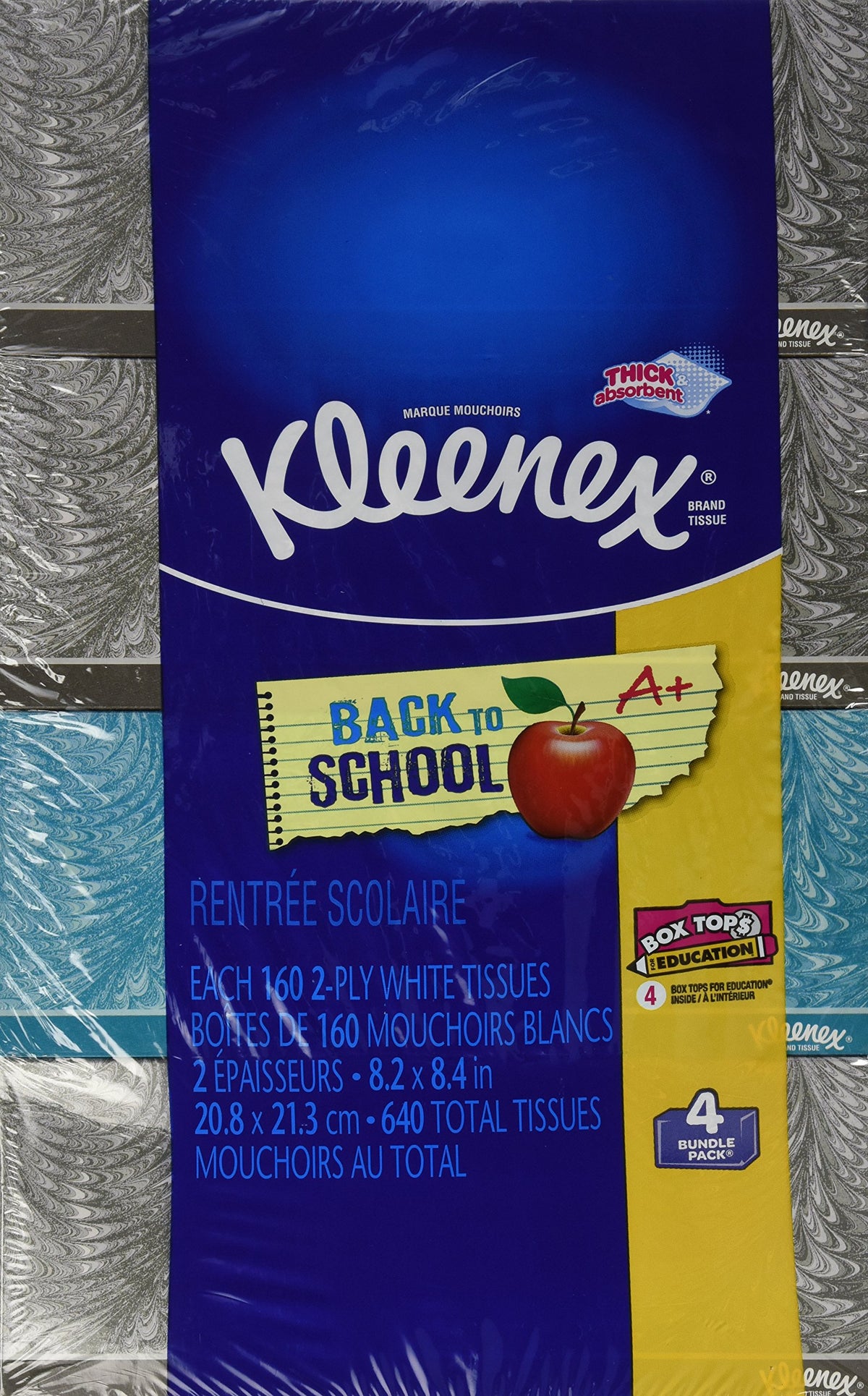 Kleenex pack 4 cajas frente mostrando diseño y extracción eficiente