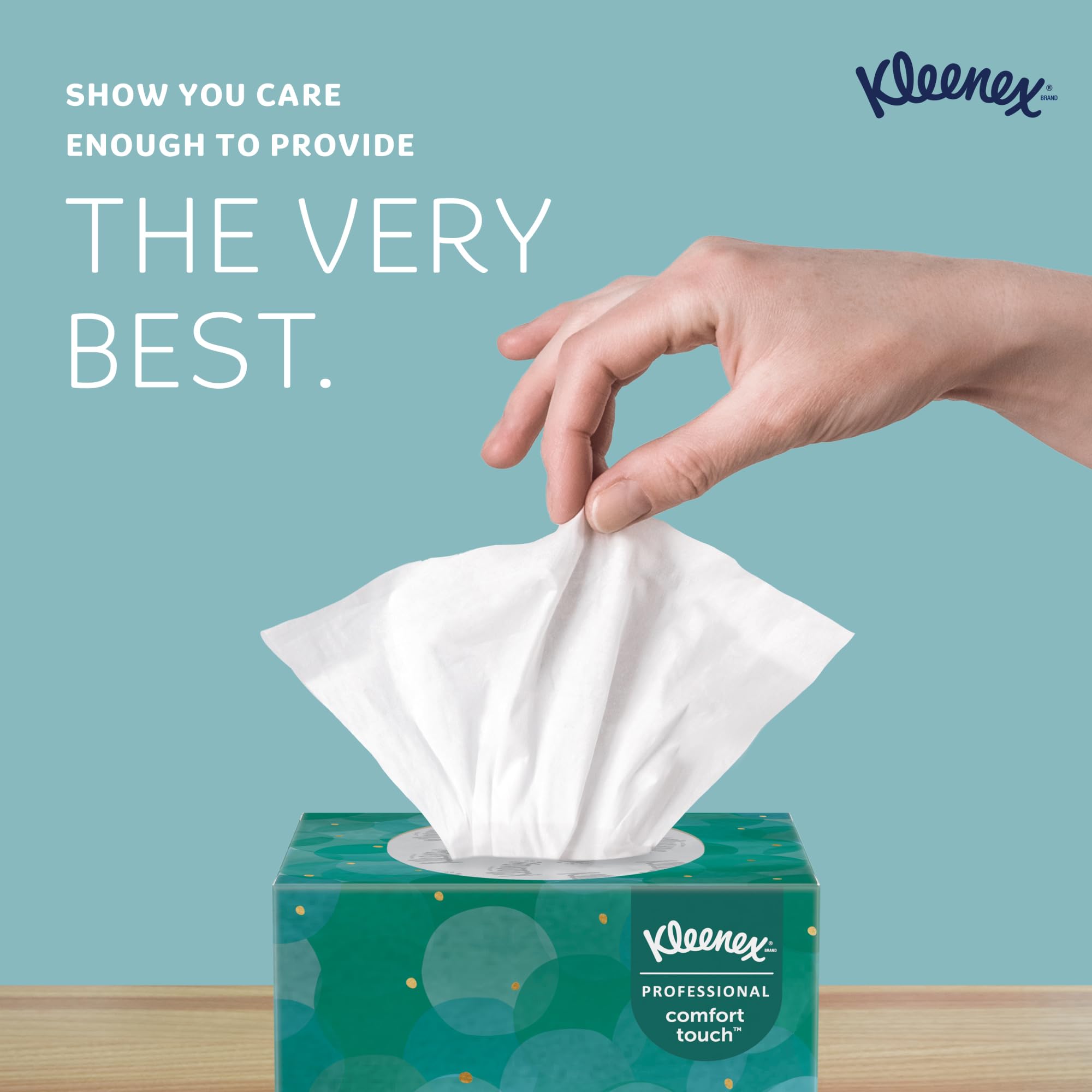 Kleenex pack de seis cajas listo para almacenaje y reabastecimiento