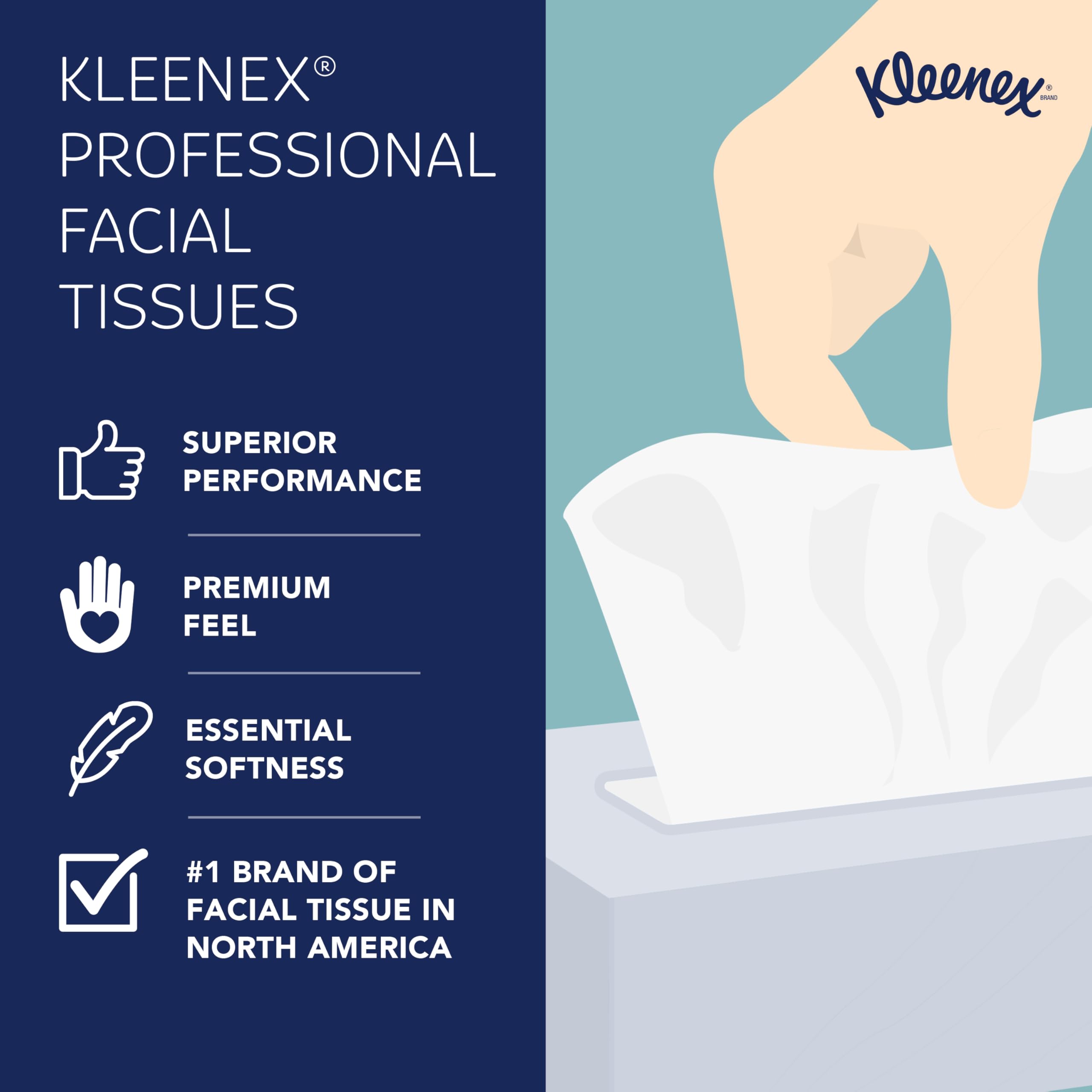 Kleenex paquete mostrando presentación para compras empresariales al por mayor