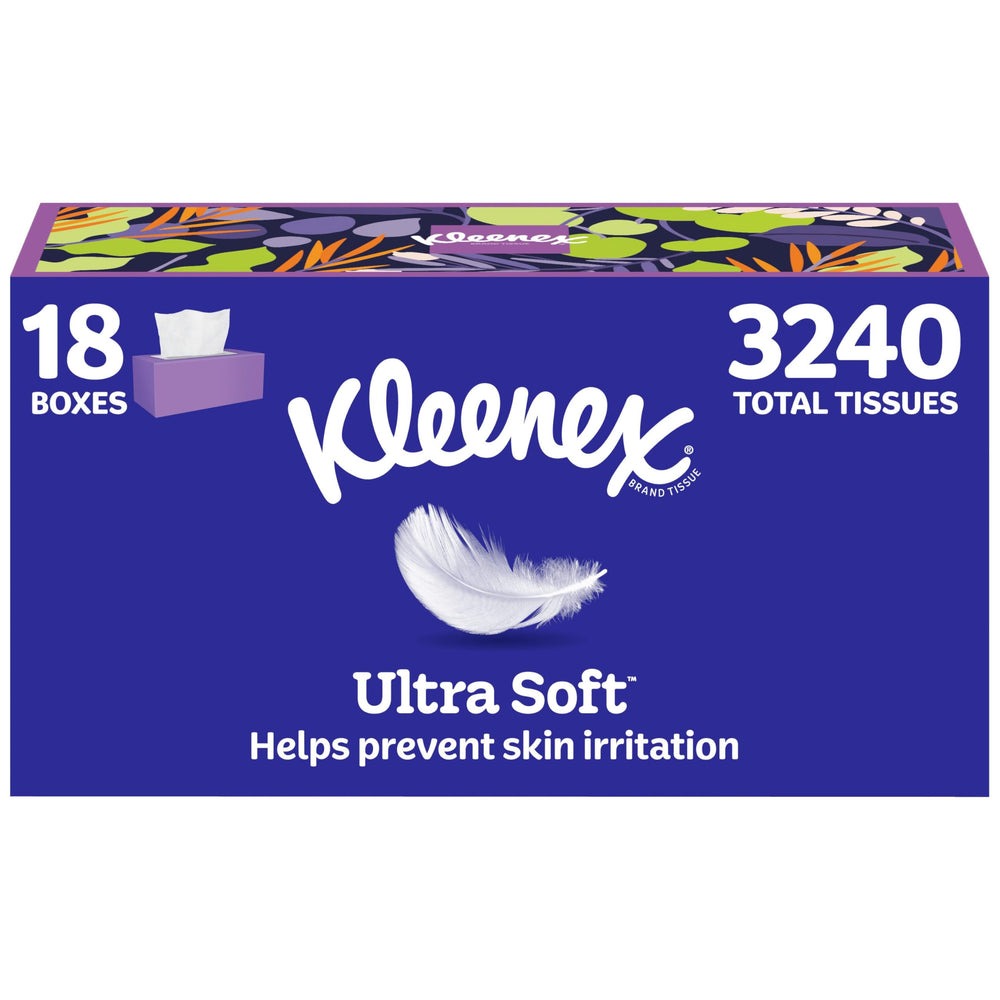 Kleenex caja frontal mostrando el diseño y facilidad de acceso