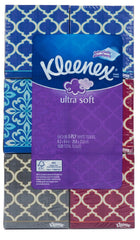 Kleenex Ultra Soft caja frontal mostrando diseño y fácil extracción, suavidad para piel sensible