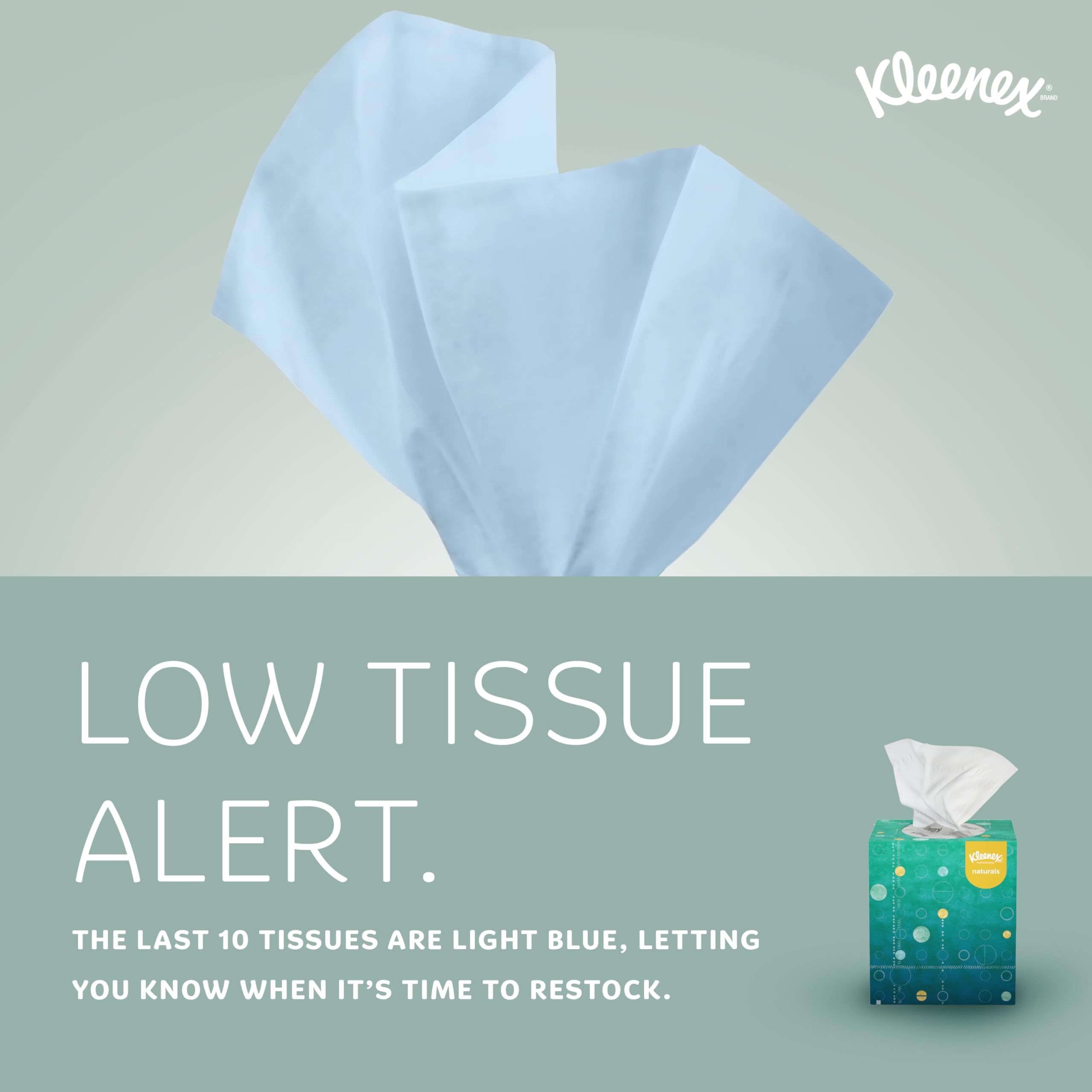 Kleenex comparación tamaño de la caja junto a objeto cotidiano para escala