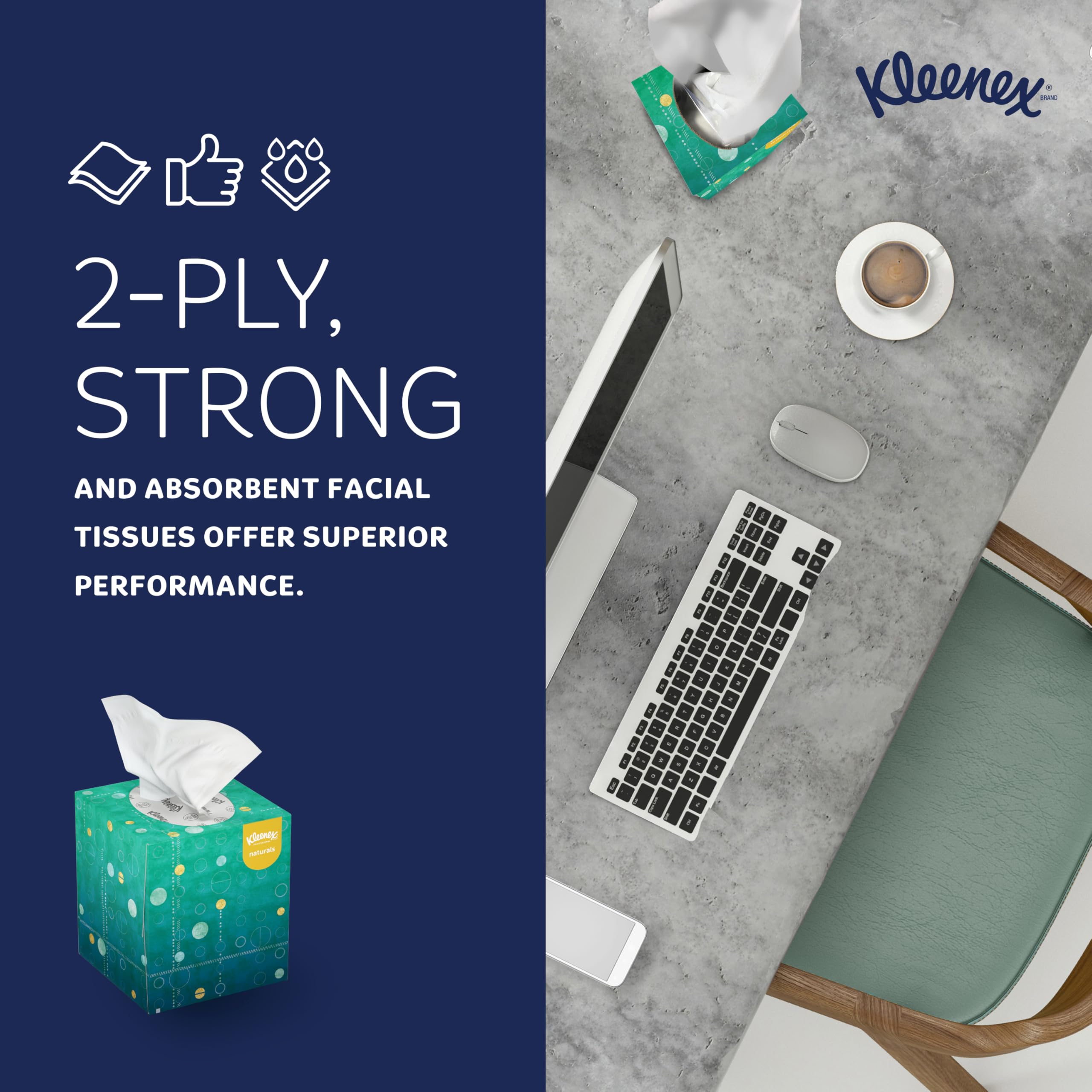 Kleenex empaque eco sin plástico en cartón, reduce residuos plásticos