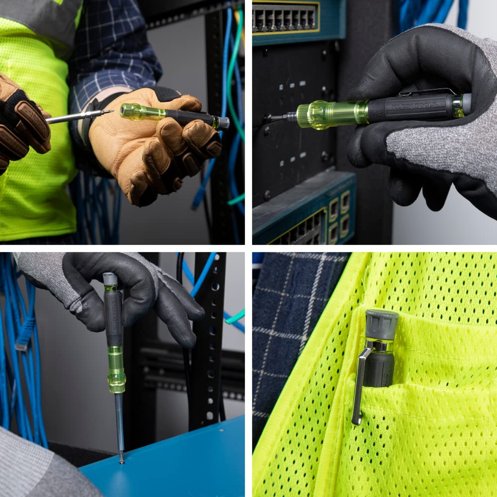 Klein Tools detalle de las puntas doble-terminadas para encaje preciso en tornillos