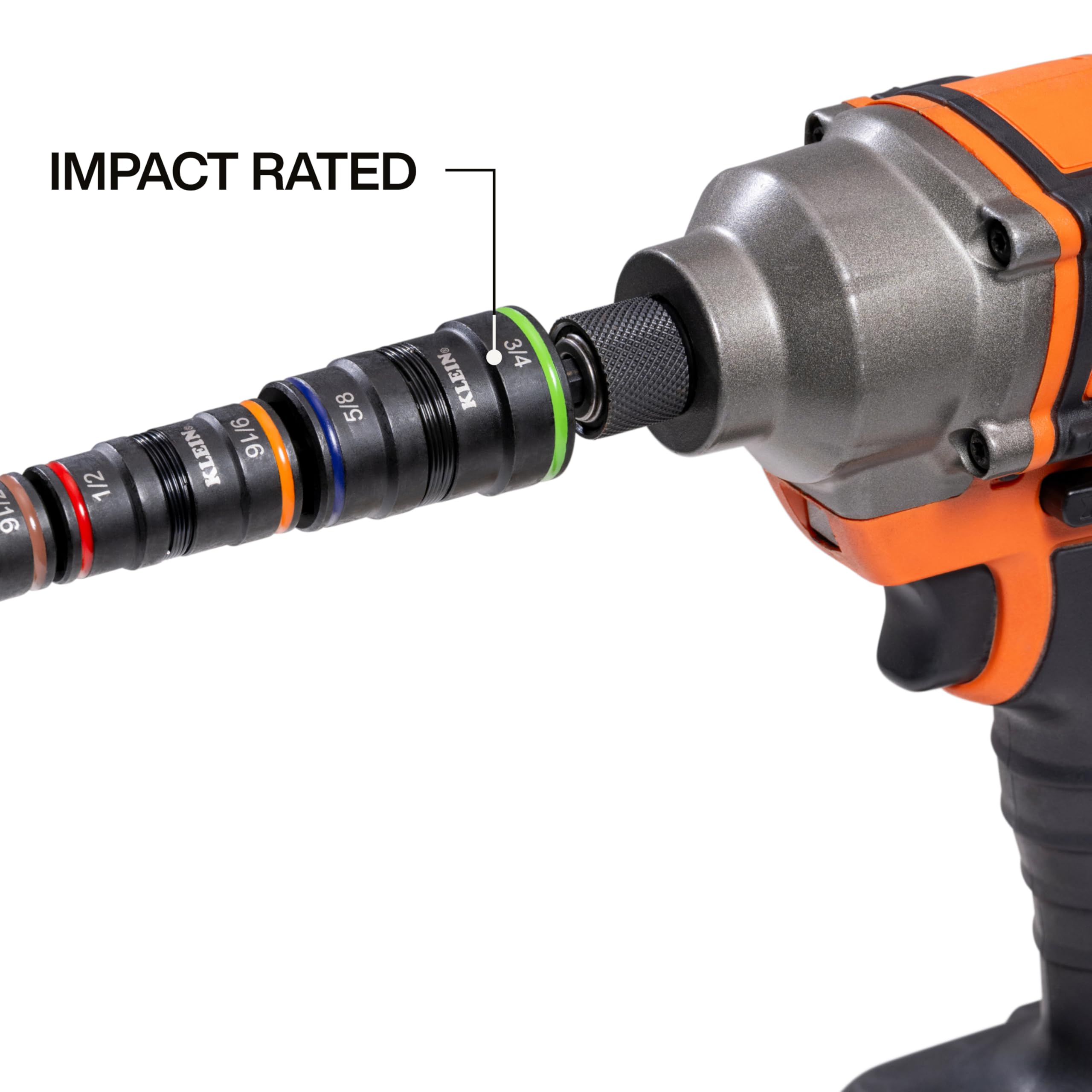 Klein Tools comparación de tamaño junto a una mano para referencia de escala