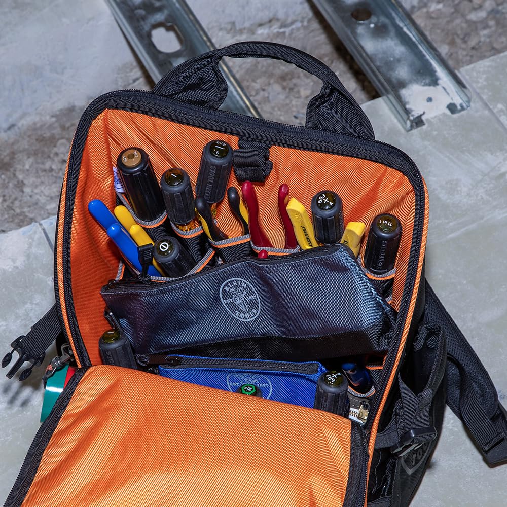 Klein Tools comparación de tamaños de las cinco bolsas, organización clara