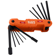 Klein Tools vista frontal del set plegable con 11 llaves y cierre seguro