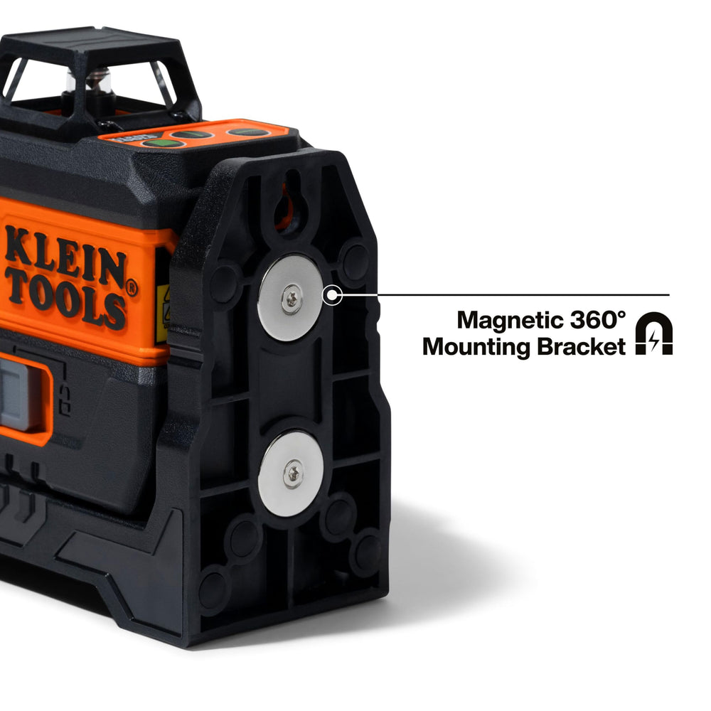 Klein Tools 93CPLG proyectando planos verdes en pared y suelo para trazado preciso