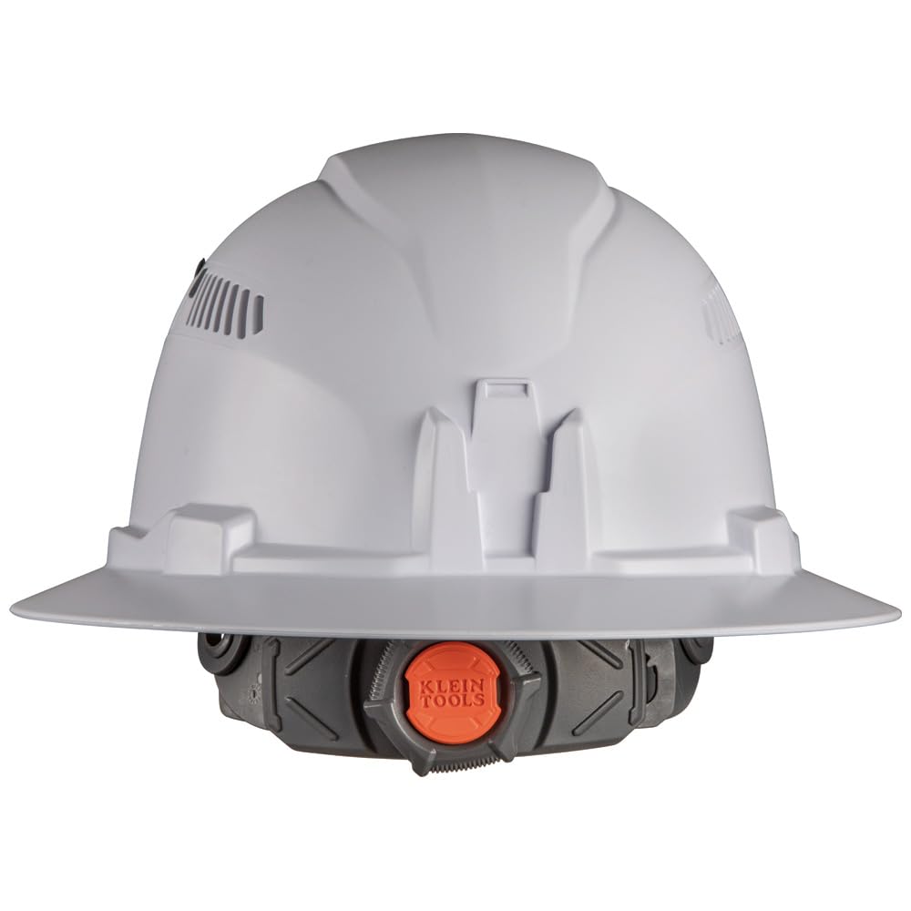 Klein Tools casco visera completa protegiendo frente y cuello