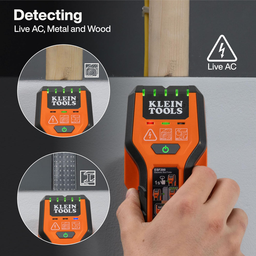 Klein Tools ESF200 en uso con una mano para escaneo rápido y cómodo
