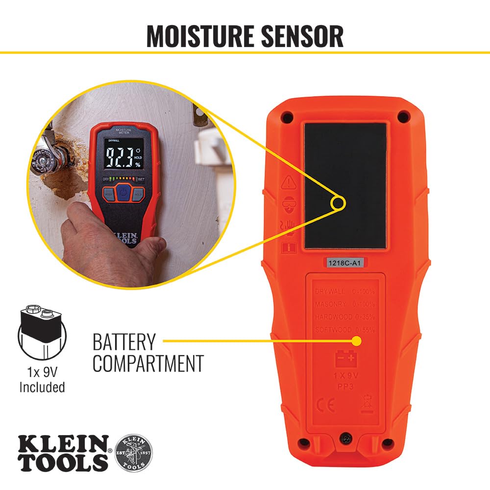 Klein Tools ET140 detectando humedad en drywall sin dañar la superficie