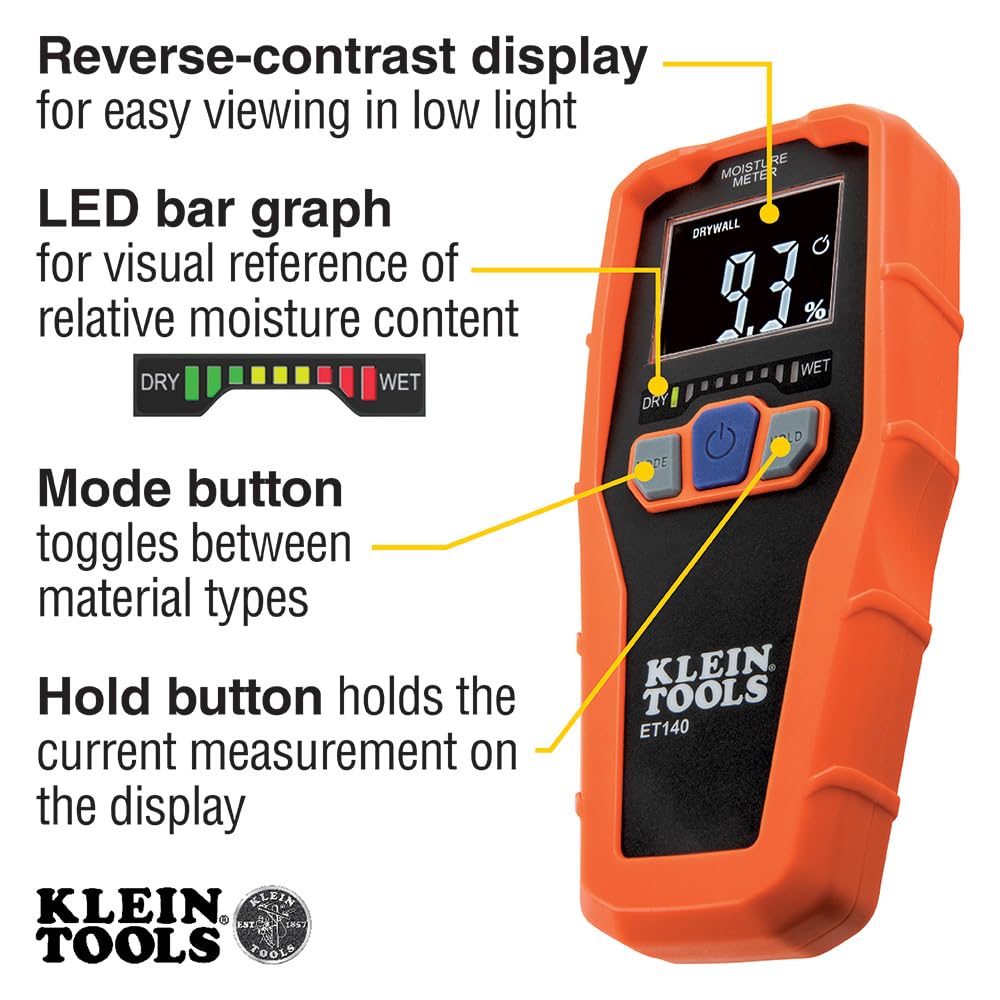 Klein Tools ET140 área del sensor mostrando la superficie de medición sin pines