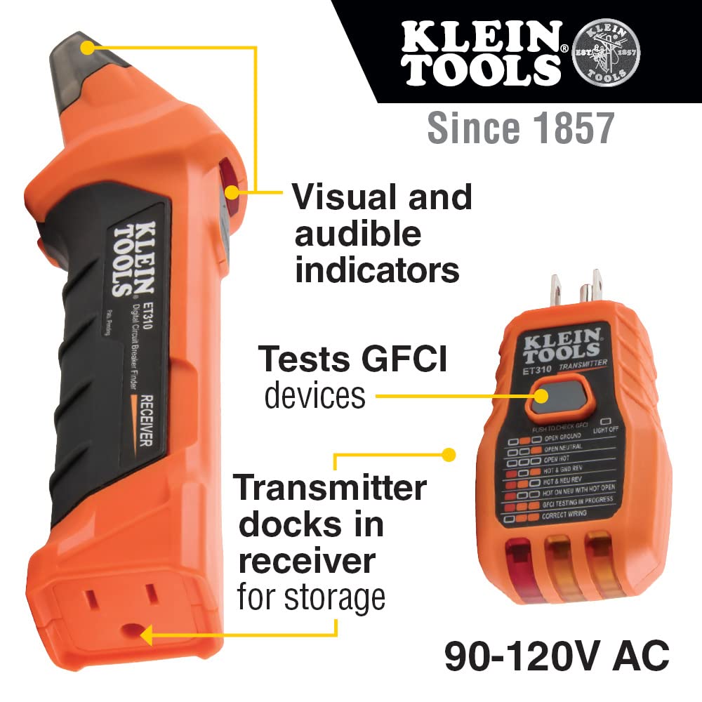 Klein Tools ET310 Transmitter detalle de clavijas para conexión rápida