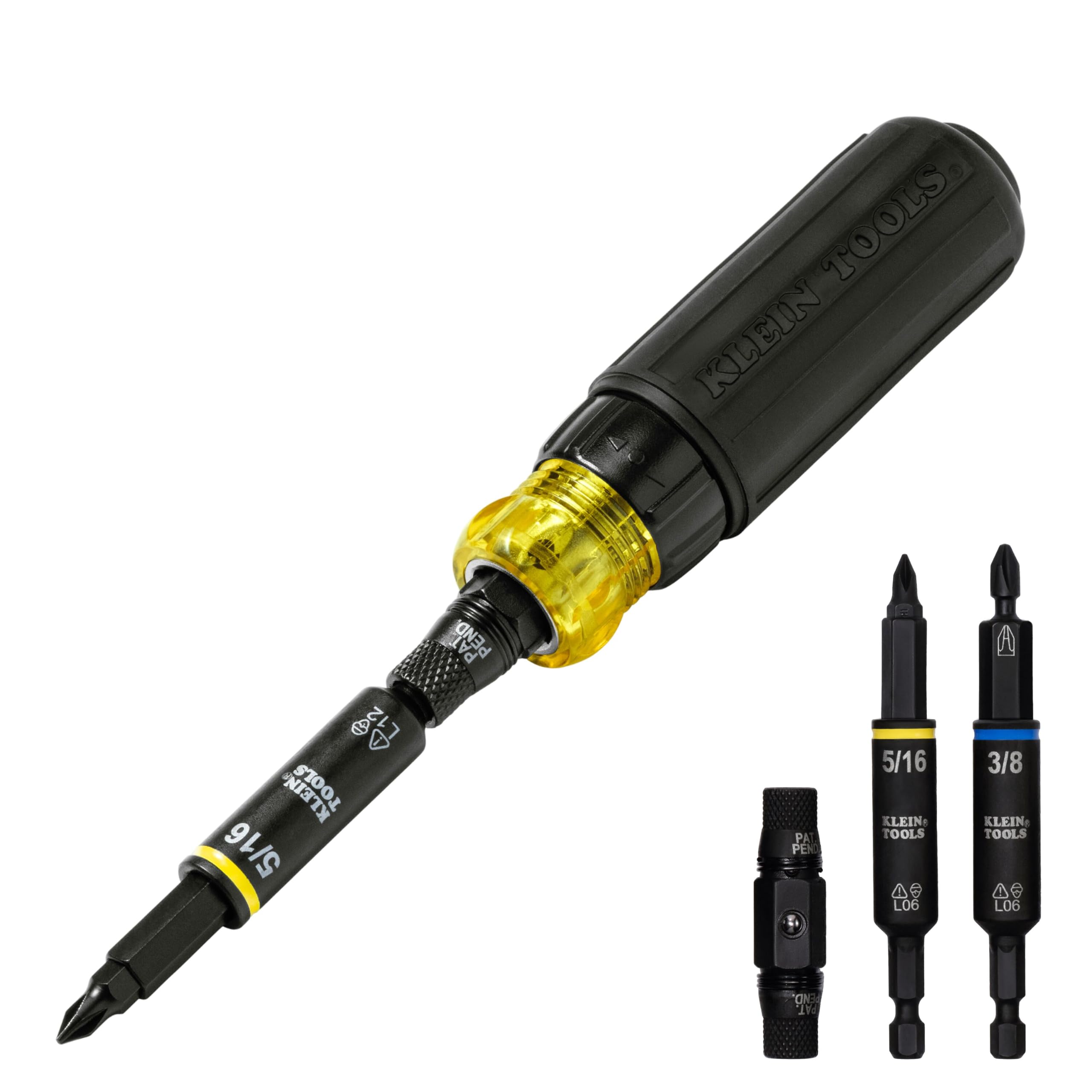 Klein Tools vista frontal del destornillador 11 en 1 con beneficio de versatilidad