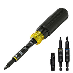 Klein Tools vista frontal del destornillador 11 en 1 con beneficio de versatilidad