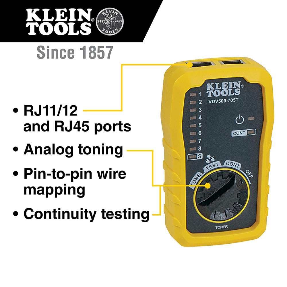 Klein Tools generador de tono con puertos y controles para conectar cables