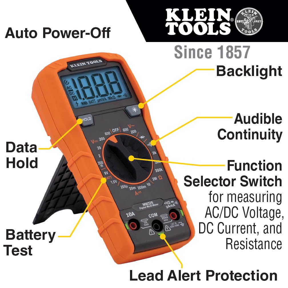 Klein Tools MM325 puntas de prueba con capuchones de seguridad, conexión segura
