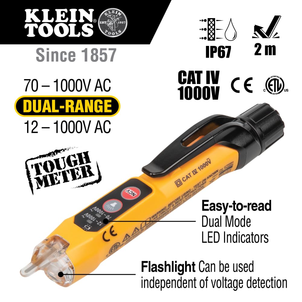 KLEIN TOOLS detalle del sensor capacitivo indicando sensibilidad mejorada