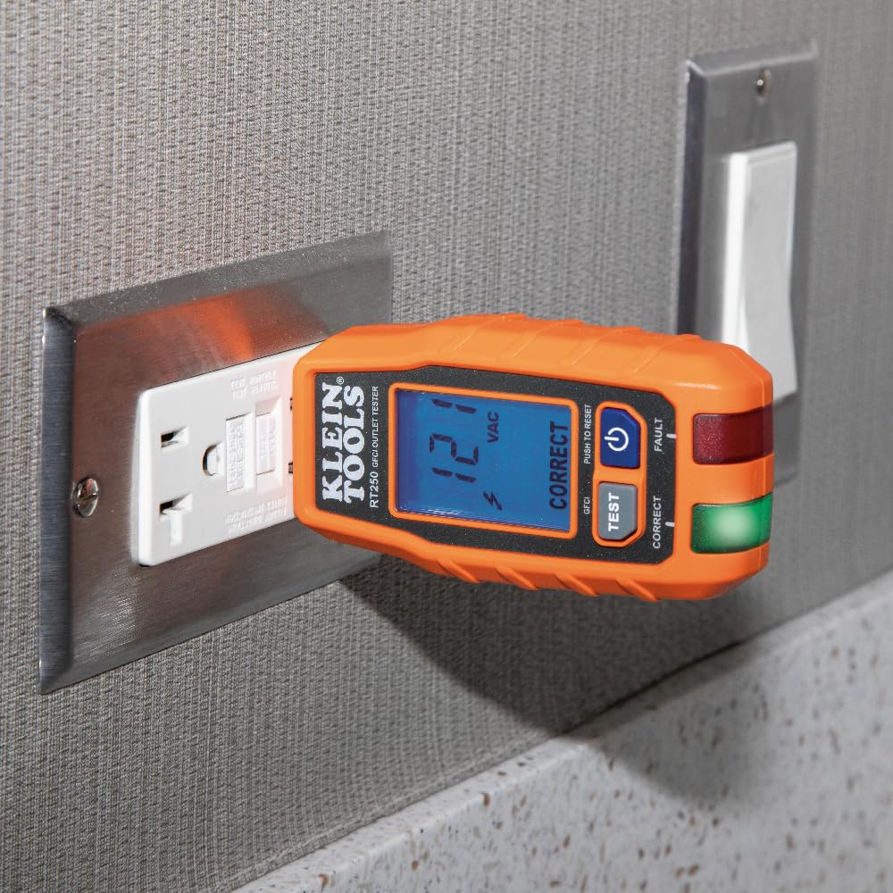 Klein Tools RT250 etiqueta con especificaciones para identificación rápida