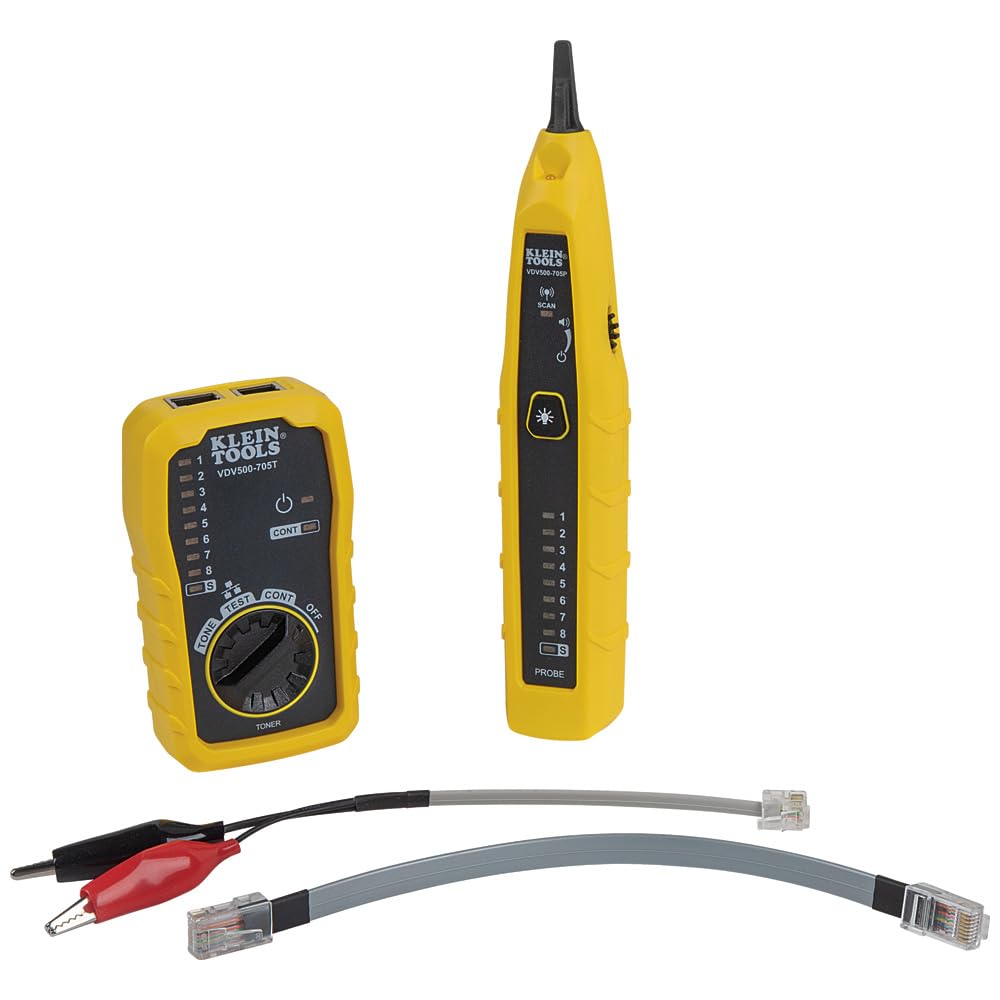 Klein Tools kit VDV500-705 frontal con generador y sonda para trazado rápido