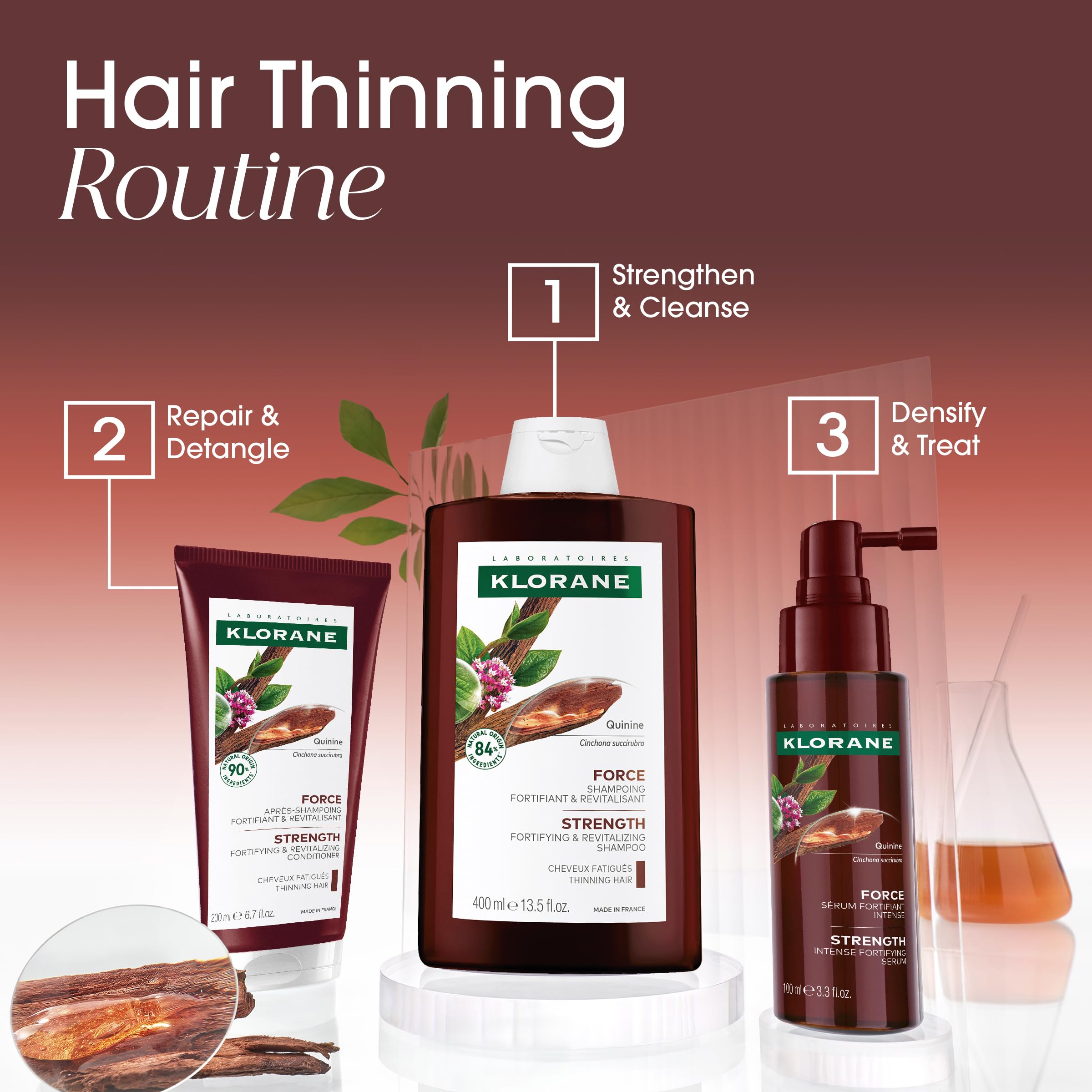 Klorane pack de productos con quinina rutina completa para grosor