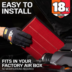 K&N filtro instalado en la caja de aire de vehículo, encaje directo y rápido
