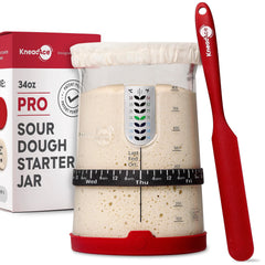 KNEADACE tarro frontal 34 oz listo para masa madre, facilita fermentación segura