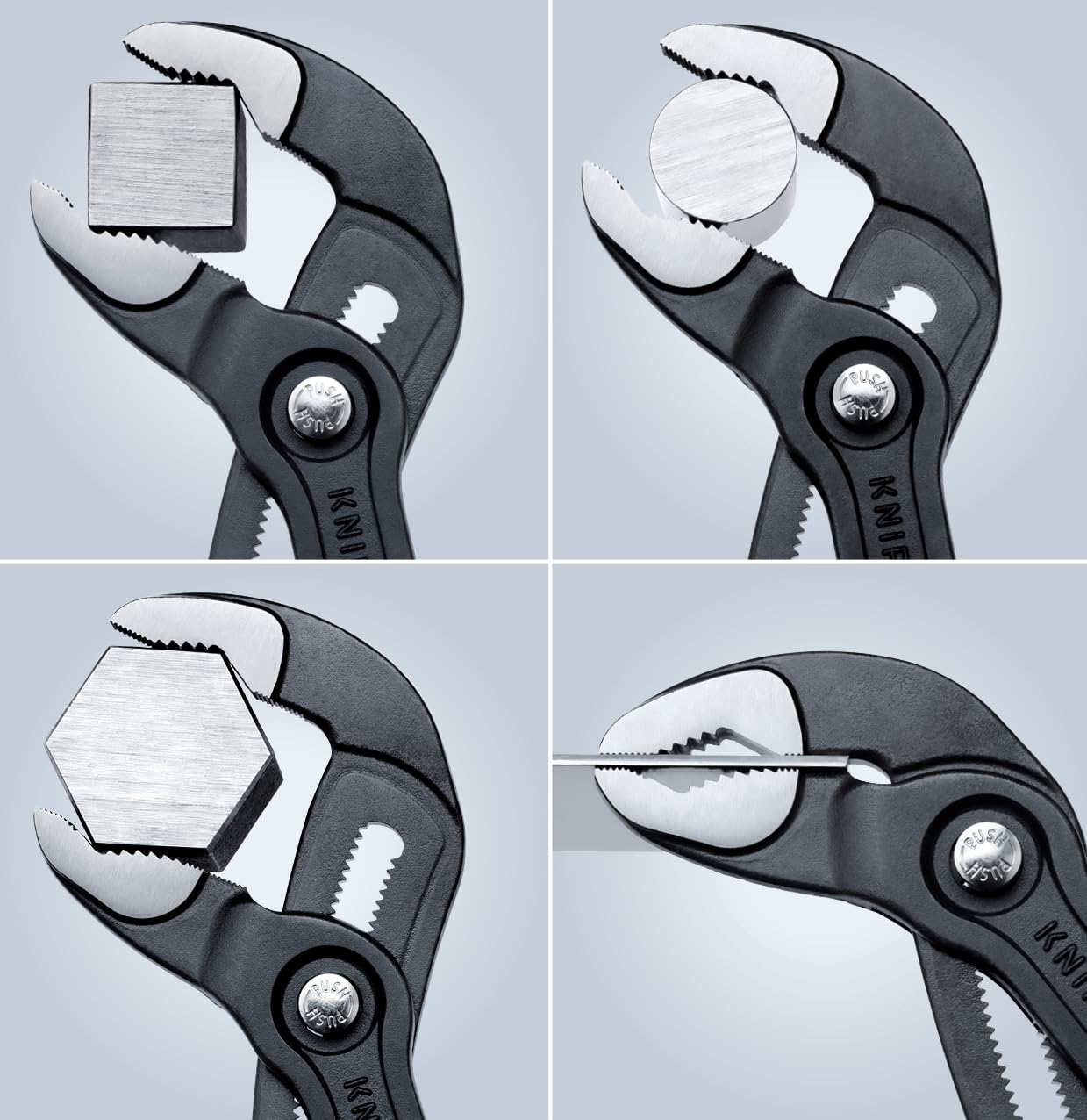 KNIPEX detalle de dientes endurecidos para agarre seguro
