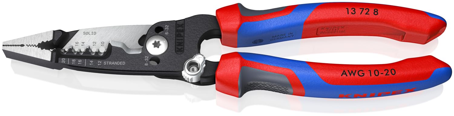 KNIPEX vista frontal de pelacables, diseño forjado resistente y durable