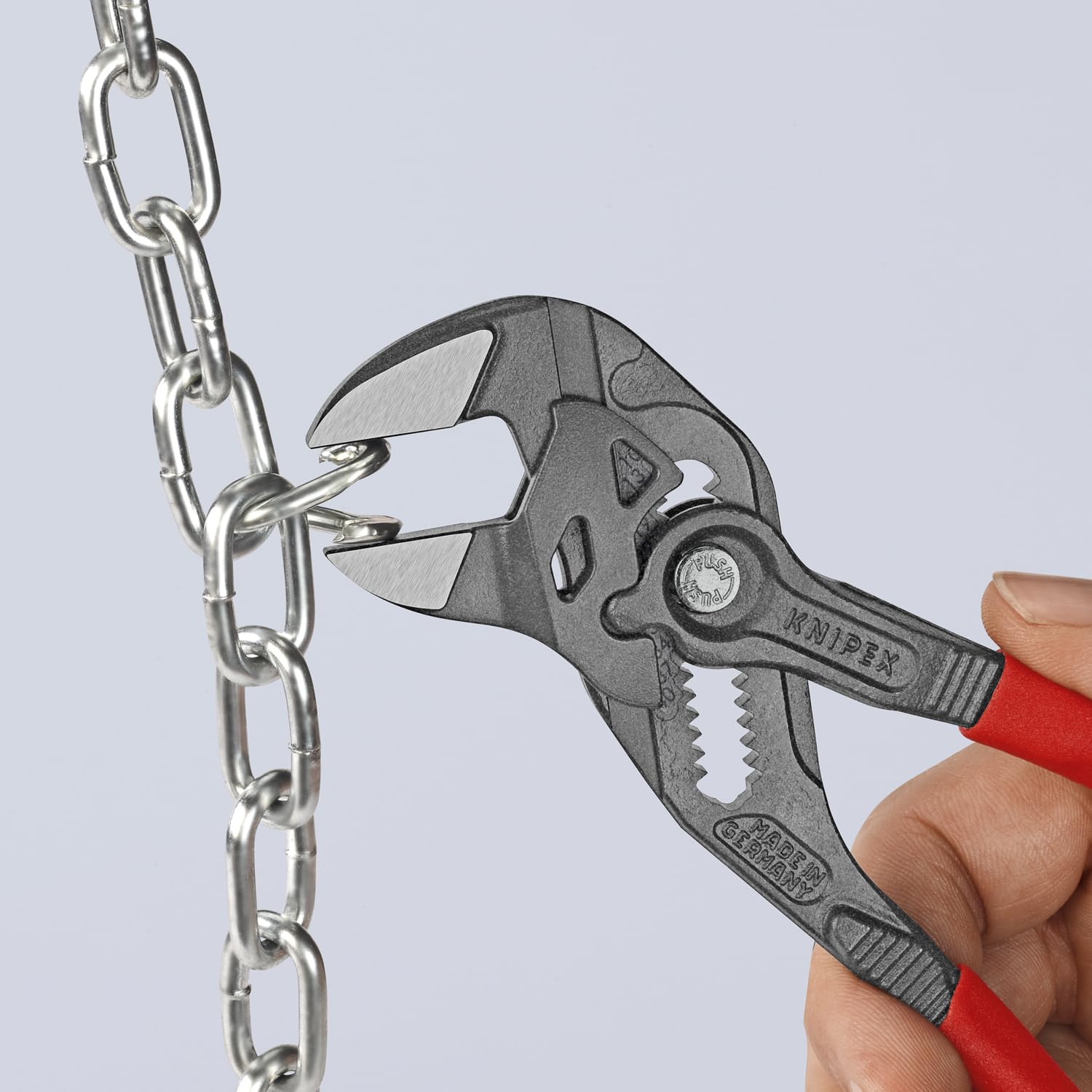 KNIPEX mordazas lisas primer plano protegen superficies cromadas