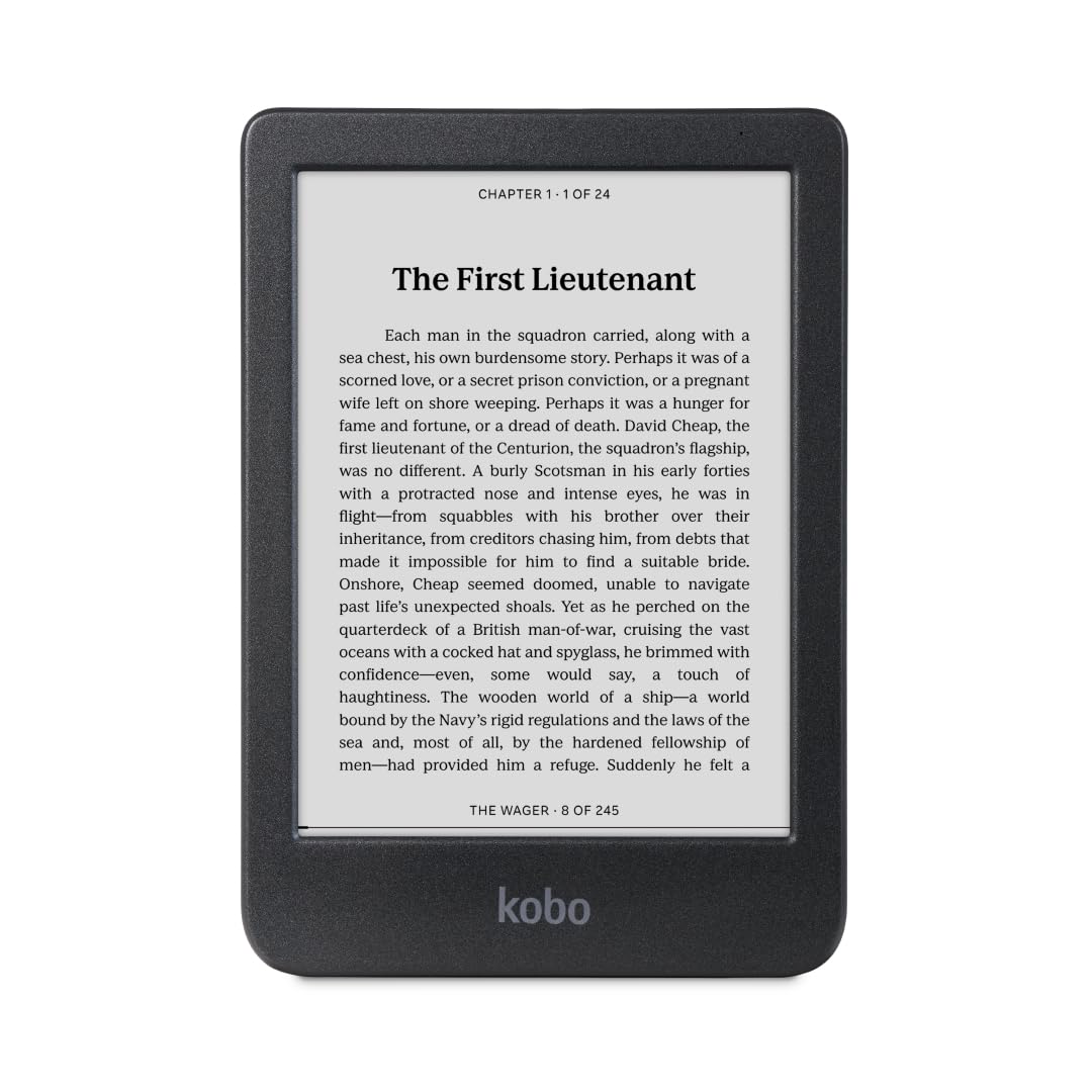 Kobo Clara BW vista frontal con pantalla nítida y lectura cómoda
