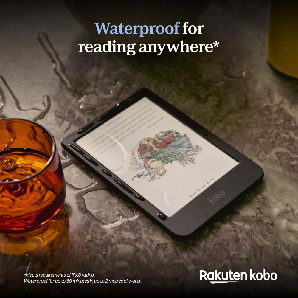 Kobo Clara Colour primer plano de la textura de la carcasa y durabilidad