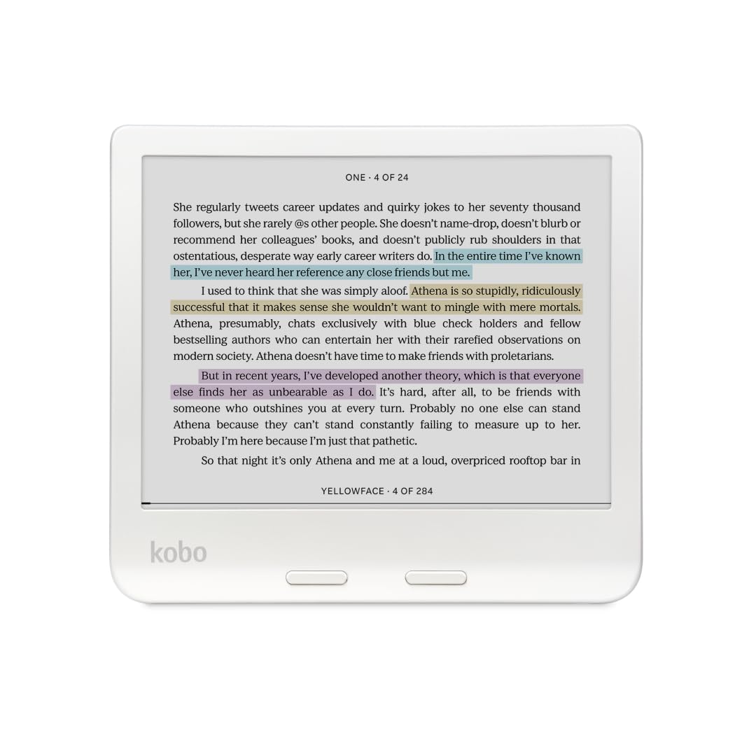 Kobo Libra Colour side view highlighting page-turn button for ergonomic comfortable reading
