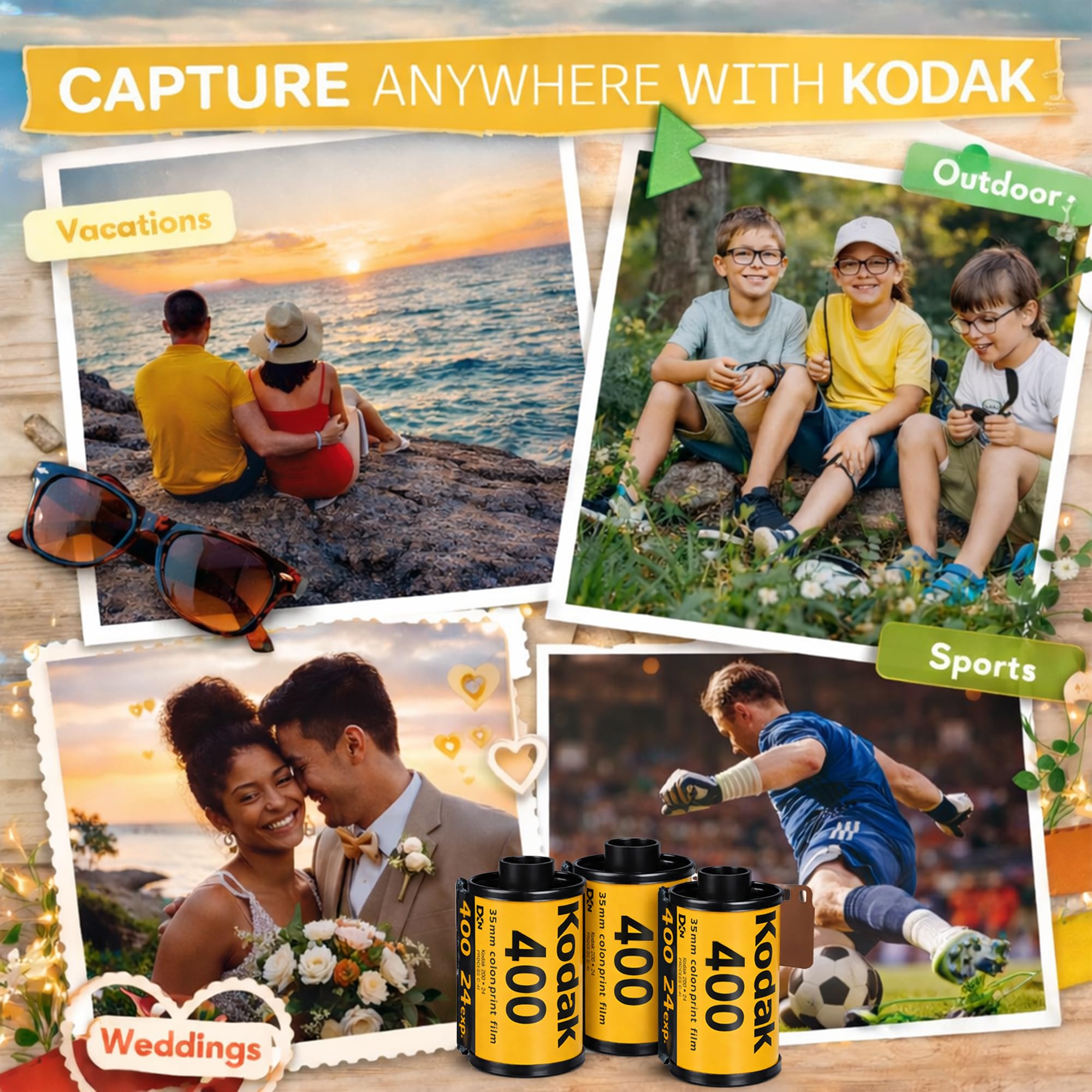 Eastman Kodak Company rótulo de rollo insertado en cámara 35mm listo para fotografiar