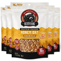 Kodiak Cakes frente del paquete mostrando el sello proteico y beneficio de saciedad