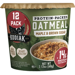 Kodiak Cakes vaso frontal mostrando la presentación y conveniencia.