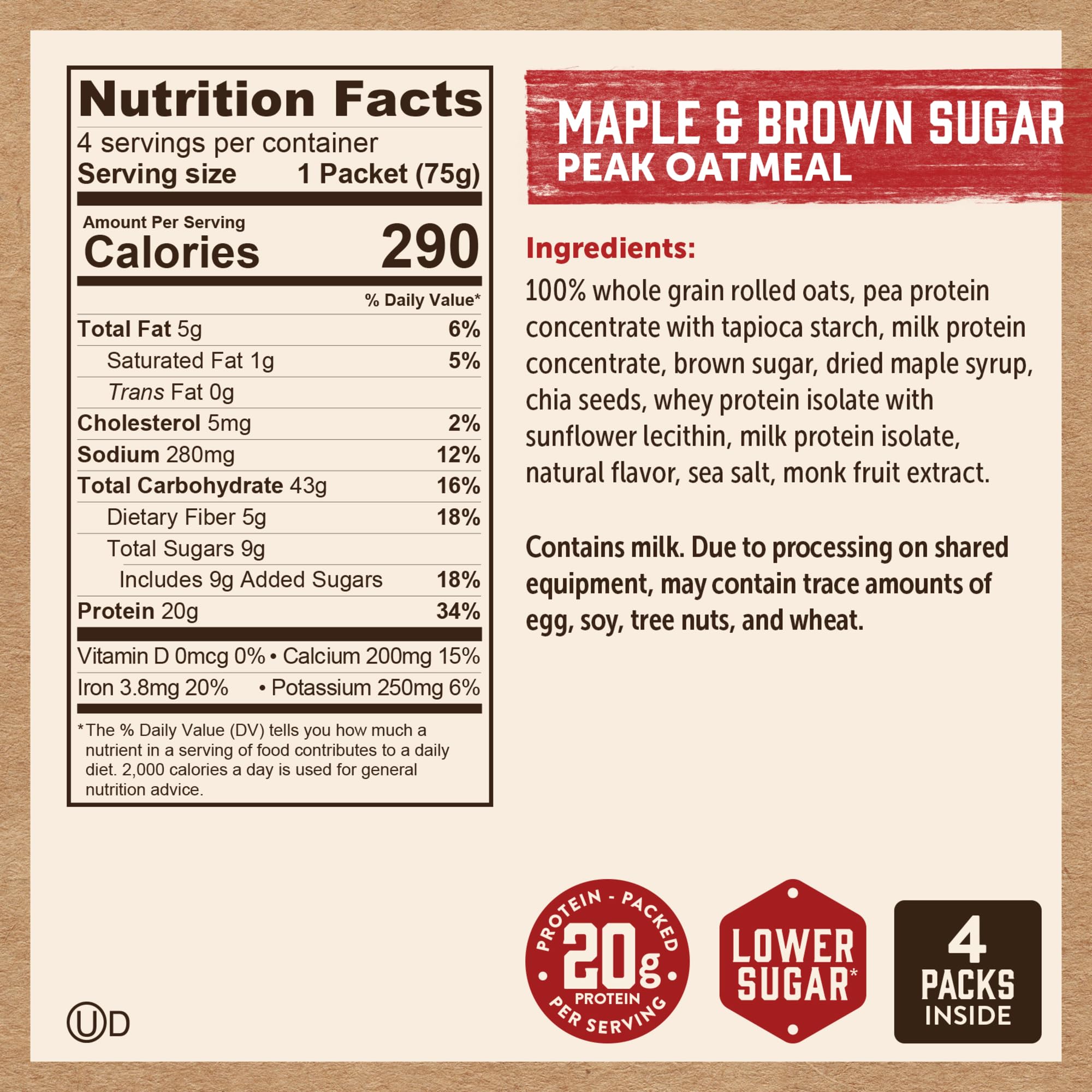 Kodiak Peak ingredientes con granos integrales resaltando calidad