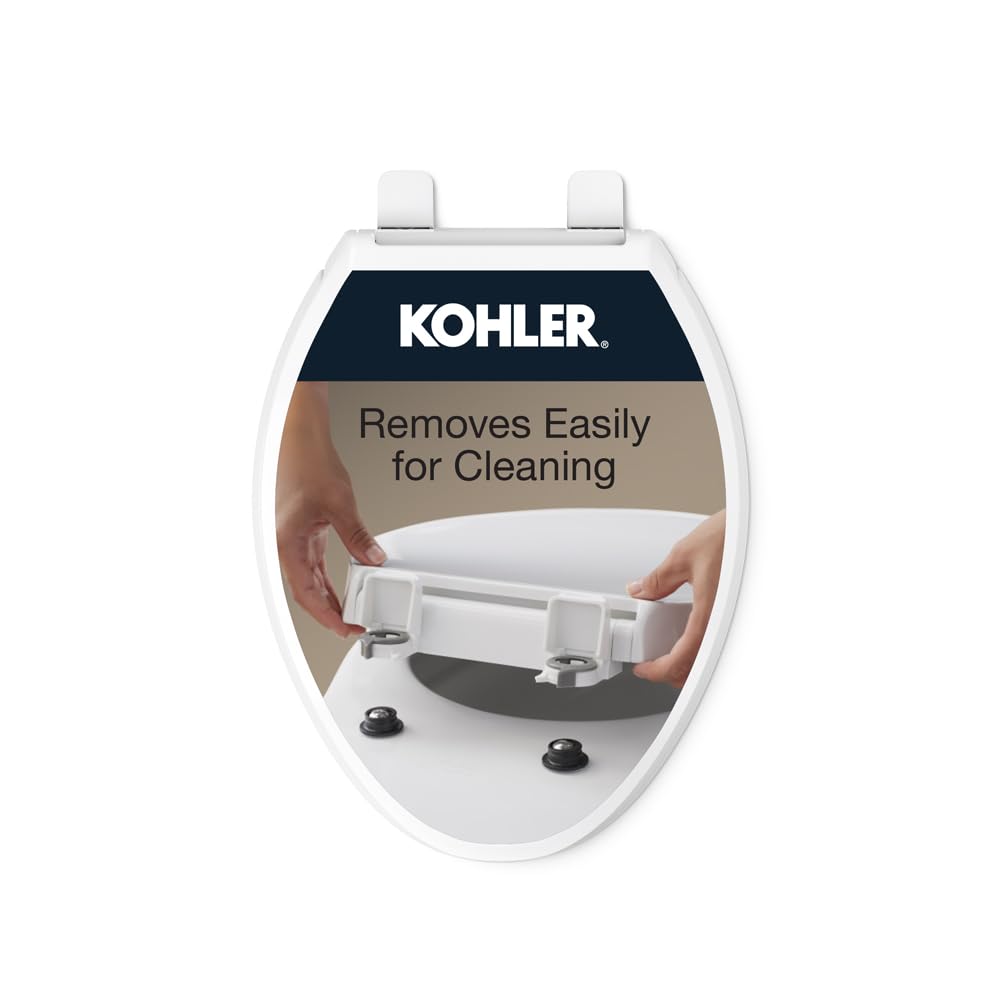 Kohler vista frontal del asiento blanco que mejora el aspecto del baño